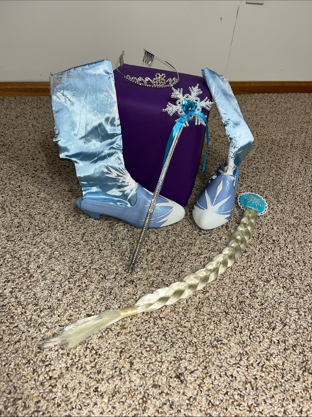 Light Blue Elsa Dress-Up Accessory Set with Boots, hair clip, gloveTiara and Wan